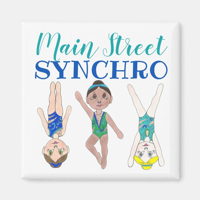 Synchronized Swimmer Girls Synchro Swimming Sports Magnet (Front)