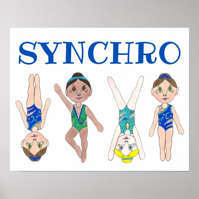 Synchronized Swimmer Girls Synchro Swimming Sports Poster (Front)