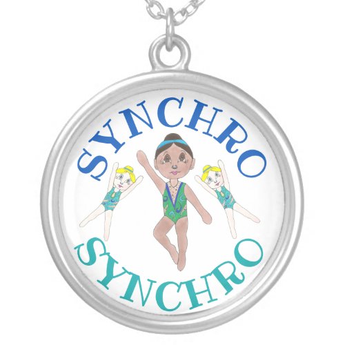 Synchronized Swimmer Girls Synchro Swimming Sports Silver Plated Necklace
