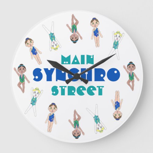 Synchronized Swimmer Pool Synchro Swimming Girls Large Clock