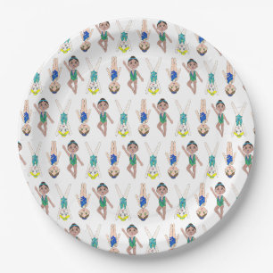 Synchronized Swimmer Pool Synchro Swimming Girls Paper Plates