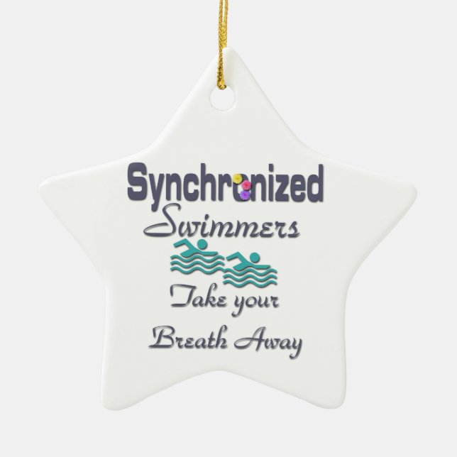 Synchronized swimmers ceramic ornament (Front)