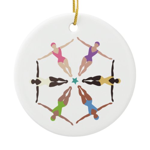 Synchronized Swimmers Ceramic Ornament
