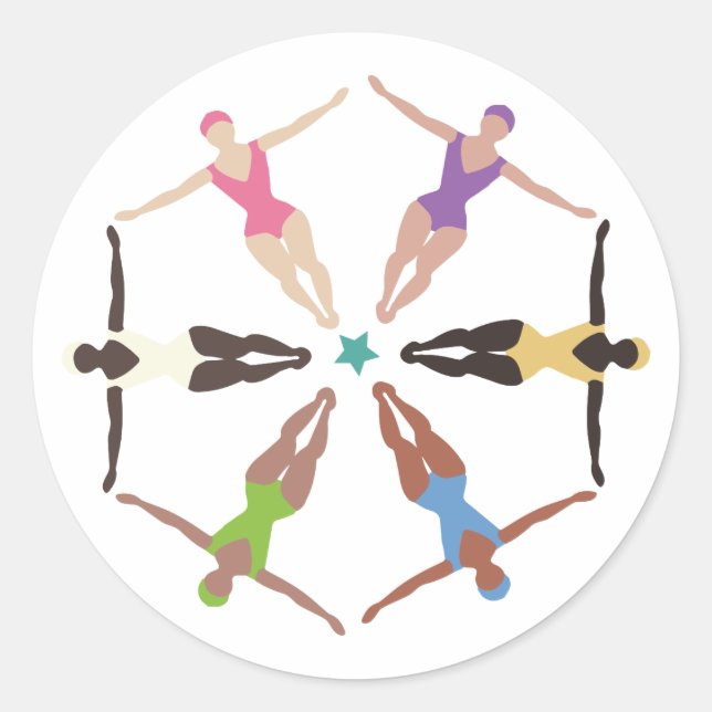 Synchronized Swimmers Classic Round Sticker (Front)