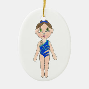 Synchronized Swimming Blue Synchro Swimmer Girl Ceramic Ornament