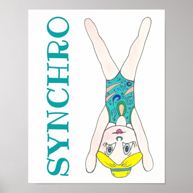 Synchronized Swimming Blue Synchro Swimmer Girl Poster (Front)