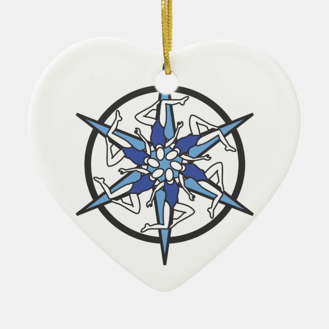 Synchronized Swimming Circle Logo in Blue Ceramic Ornament (Front)