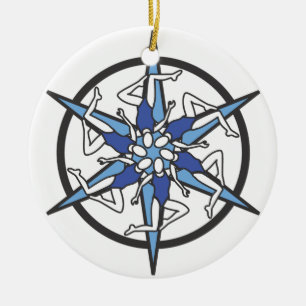 Synchronized Swimming Circle Logo in Blue Ceramic Ornament