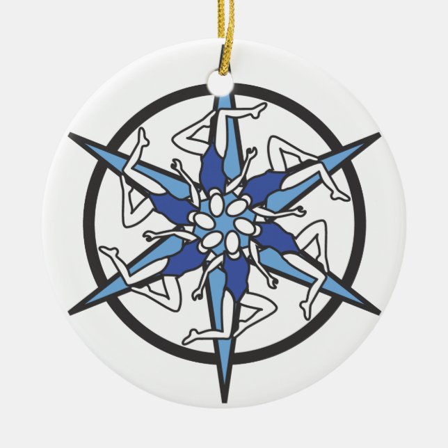 Synchronized Swimming Circle Logo in Blue Ceramic Ornament (Front)