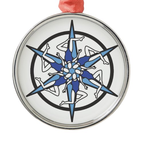 Synchronized Swimming Circle Logo in Blue Metal Ornament