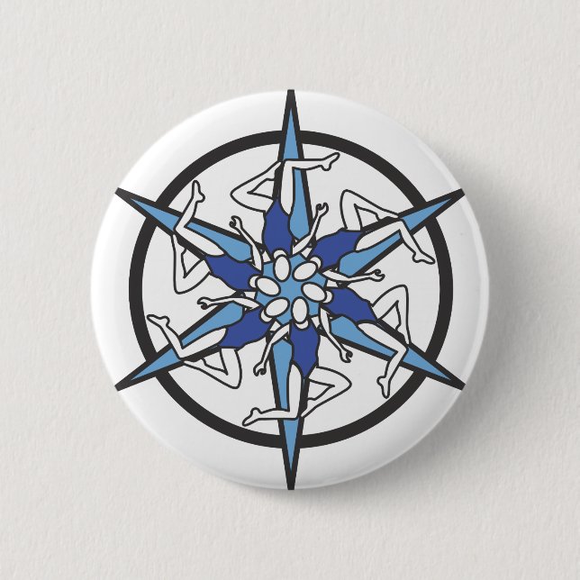 Synchronized Swimming Circle Logo in Blue Pinback Button (Front)