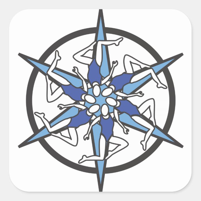 Synchronized Swimming Circle Logo in Blue Square Sticker