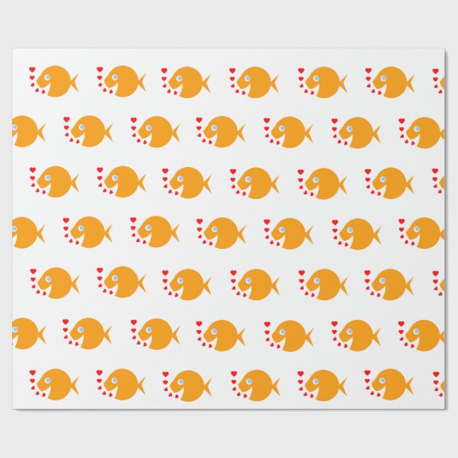 Synchronized Swimming Cute Cartoon Goldfish Wrapping Paper (Flat)