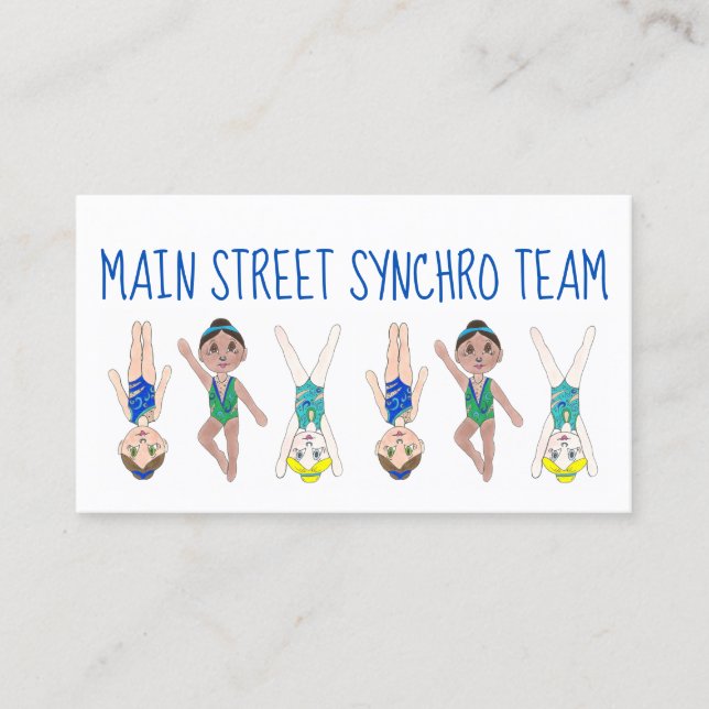 Synchronized Swimming Swim Team Coach Competition Business Card (Front)