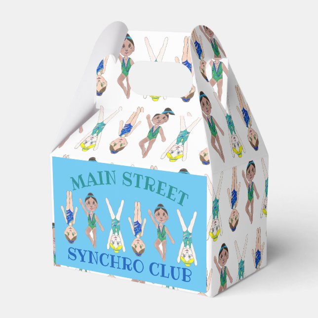 Synchronized Swimming Swim Team Pool Coach Club Favor Boxes (Front Side)