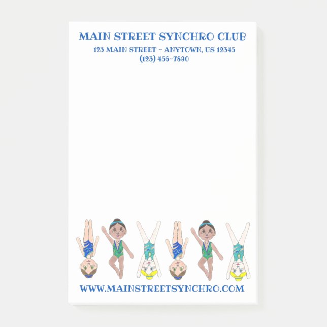 Synchronized Swimming Swim Team Pool Coach Club Post-it Notes (Front)