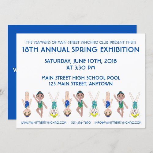 Synchronized Swimming Swim Team Pool Exhibition Invitation