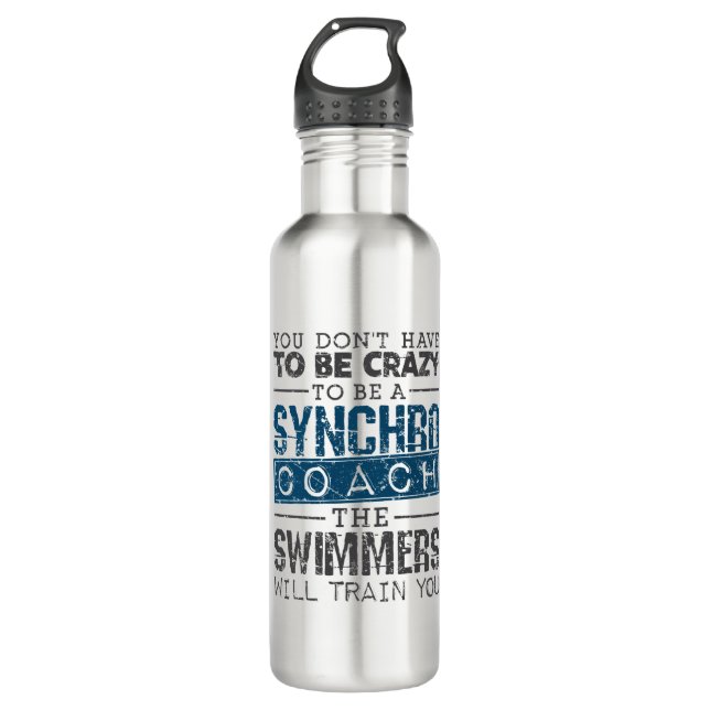 Synchronized Swimming Synchro Coach  Crazy Stainless Steel Water Bottle (Front)