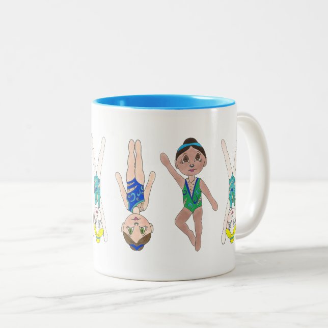 Synchronized Swimming Team Synchro Swimmer Girls Two-Tone Coffee Mug (Front Right)