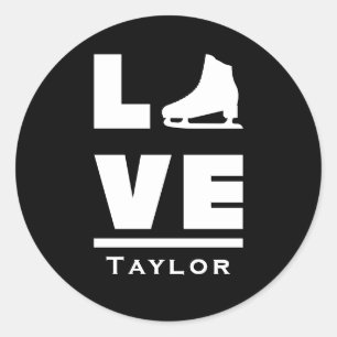Synchronous Love And Live Figure Skating Name Text Classic Round Sticker