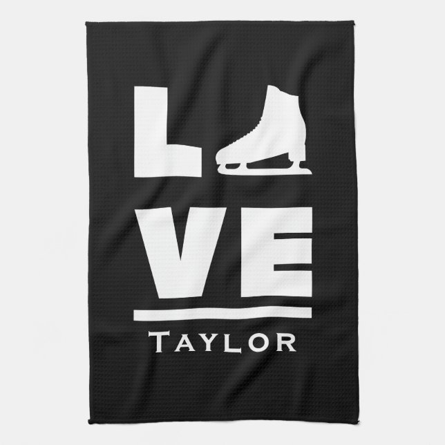 Synchronous Love And Live Figure Skating Name Text Kitchen Towel (Vertical)