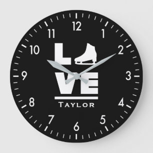 Synchronous Love And Live Figure Skating Name Text Large Clock