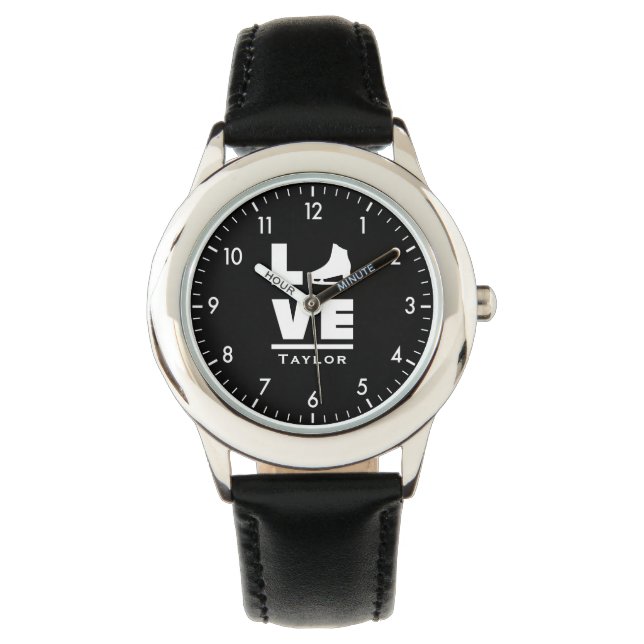 Synchronous Love And Live Figure Skating Name Text Watch (Front)