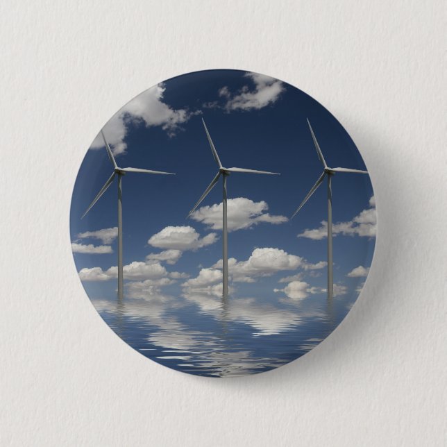 Syncronised Wind Turbines Pinback Button (Front)