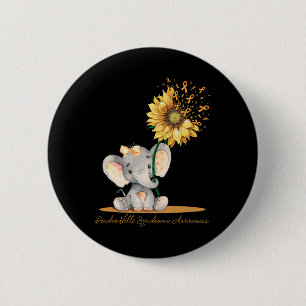 Syndrome Awareness Cute Elephant Sunflower  Button