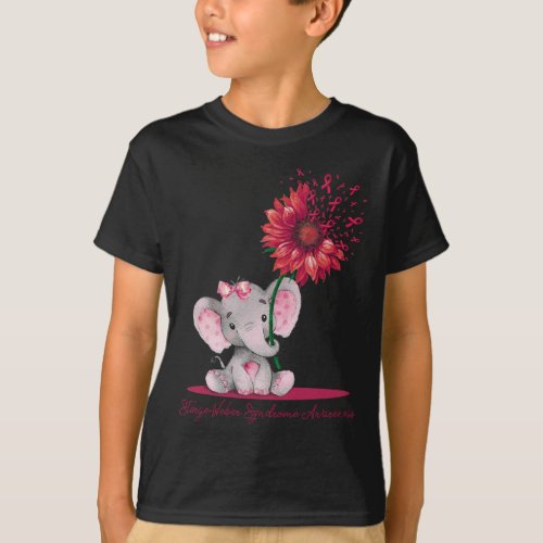 Syndrome Awareness Cute Elephant Sunflower  T_Shirt
