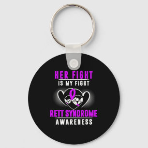Syndrome Awareness Month Rts Purple Ribbon Girl Mo Keychain