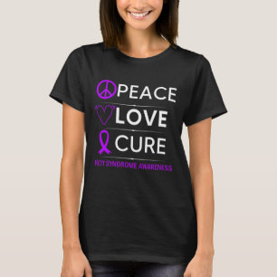 Syndrome Awareness Peace Love Cure Purple Ribbon  T-Shirt