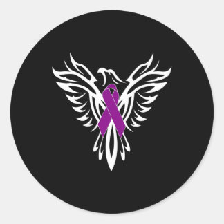 Syndrome Awareness Purple Ribbon1  Classic Round Sticker