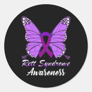 Syndrome Awareness Rett Disorder Warrior Purple Ri Classic Round Sticker
