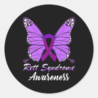 Syndrome Awareness Rett Disorder Warrior Purple Ri Classic Round Sticker