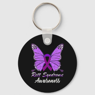 Syndrome Awareness Rett Disorder Warrior Purple Ri Keychain