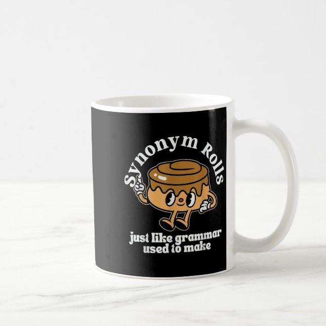 Synonym Rolls Grammar Pun Vintage Style  Coffee Mug (Right)
