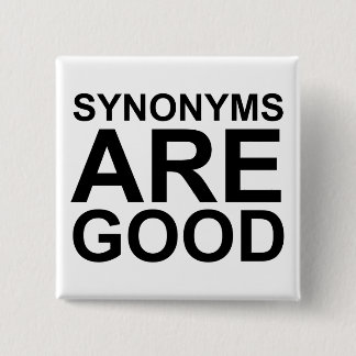 SYNONYMS ARE GOOD Rude Funny Language Joke Pinback Button