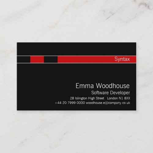Syntax Black &amp; Red Business Card