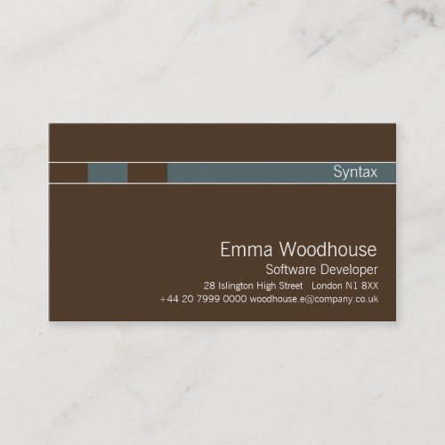 Syntax Chocolate Brown &amp; Cadet Blue Business Cards