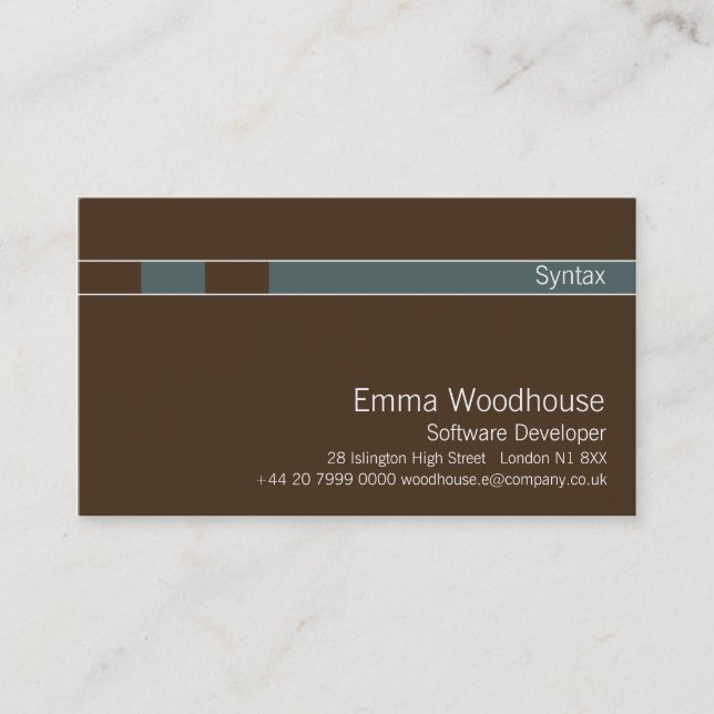 Syntax Chocolate Brown & Cadet Blue Business Card (Front)
