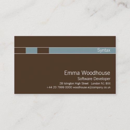 Syntax Chocolate Brown &amp; Light Steel Blue Business Card Templates