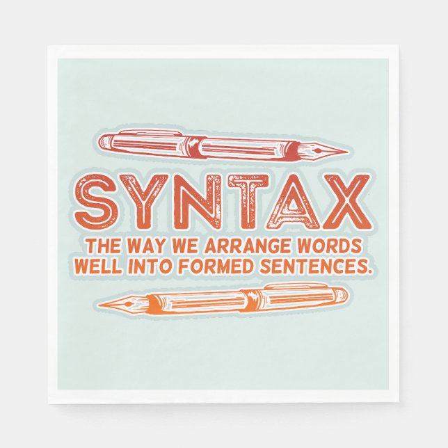 Syntax Funny Sentence structure Grammar Napkins (Front)