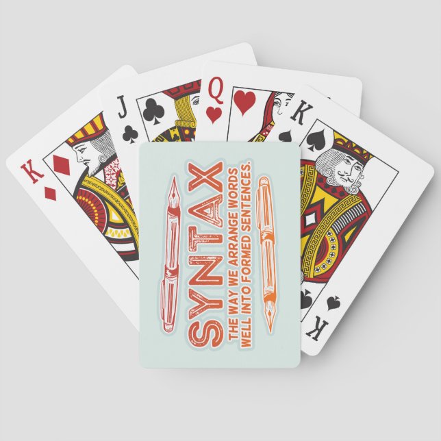 Syntax Funny Sentence structure Grammar Poker Cards (Back)
