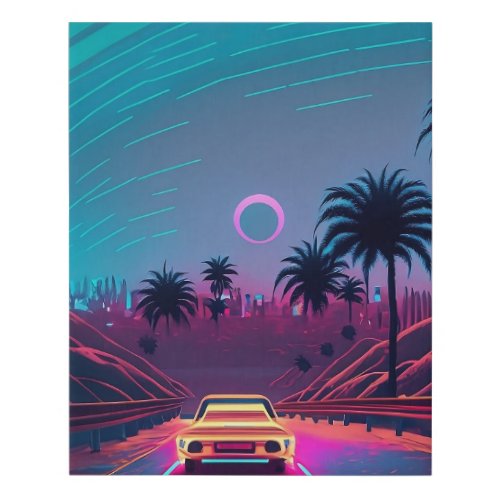 Synth Road Faux Canvas Print