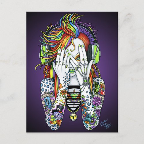 Synthea Psytrance Tattoo Disk Jockey Fae Postcard