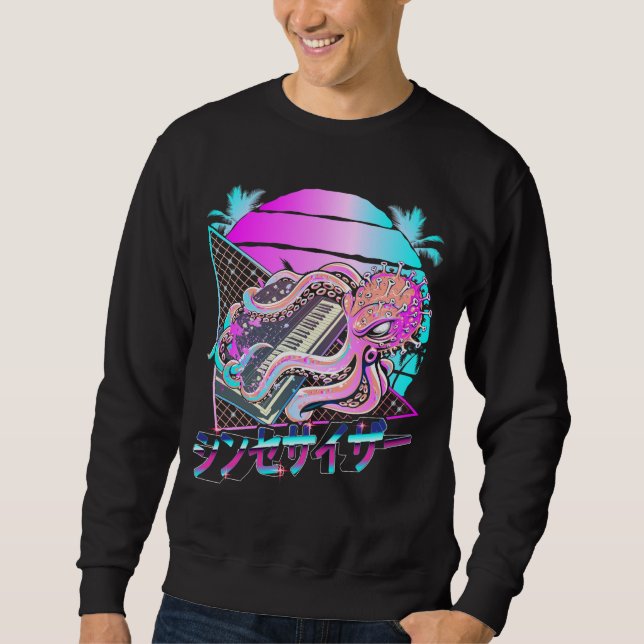 Synthesizer Octopus Vaporwave Kraken Analog Synth Sweatshirt (Front)