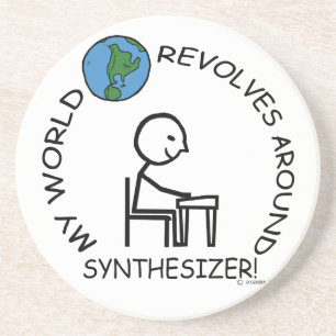 Synthesizer - World Revolves Around Sandstone Coaster