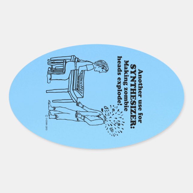 Synthesizer Zombie Explode Oval Sticker (Front)