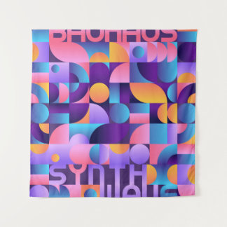 Synthwave Bauhaus Neon poster #2 dark purple-pink Tapestry